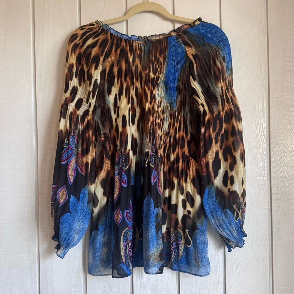 Sunny Leigh Y2K Leopard Print Long Sleeve Blouse - Picture 2 of 5